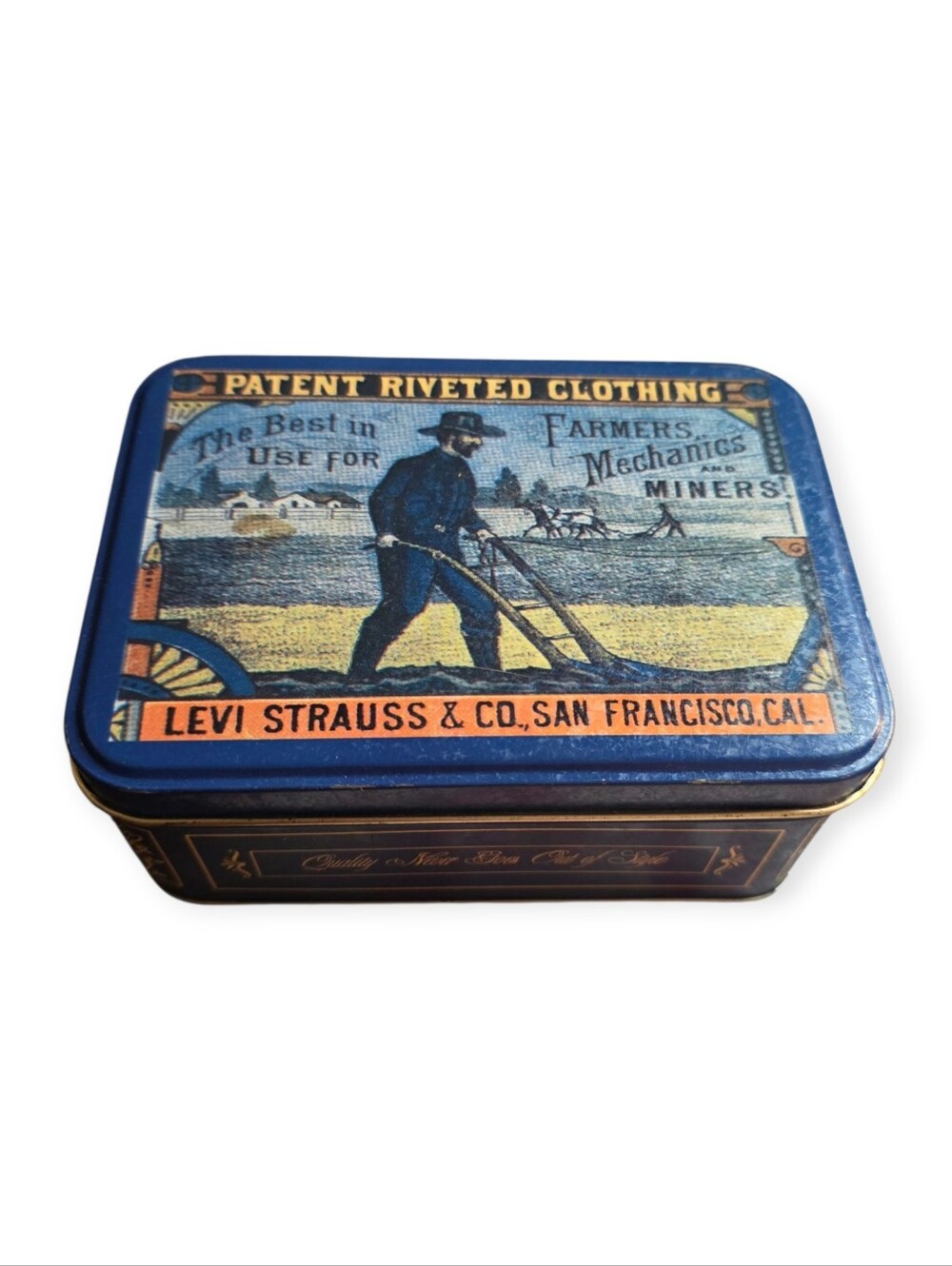 Levi's Blue Vintage Style Farmers Mechanics Miners Collectible Tin Box